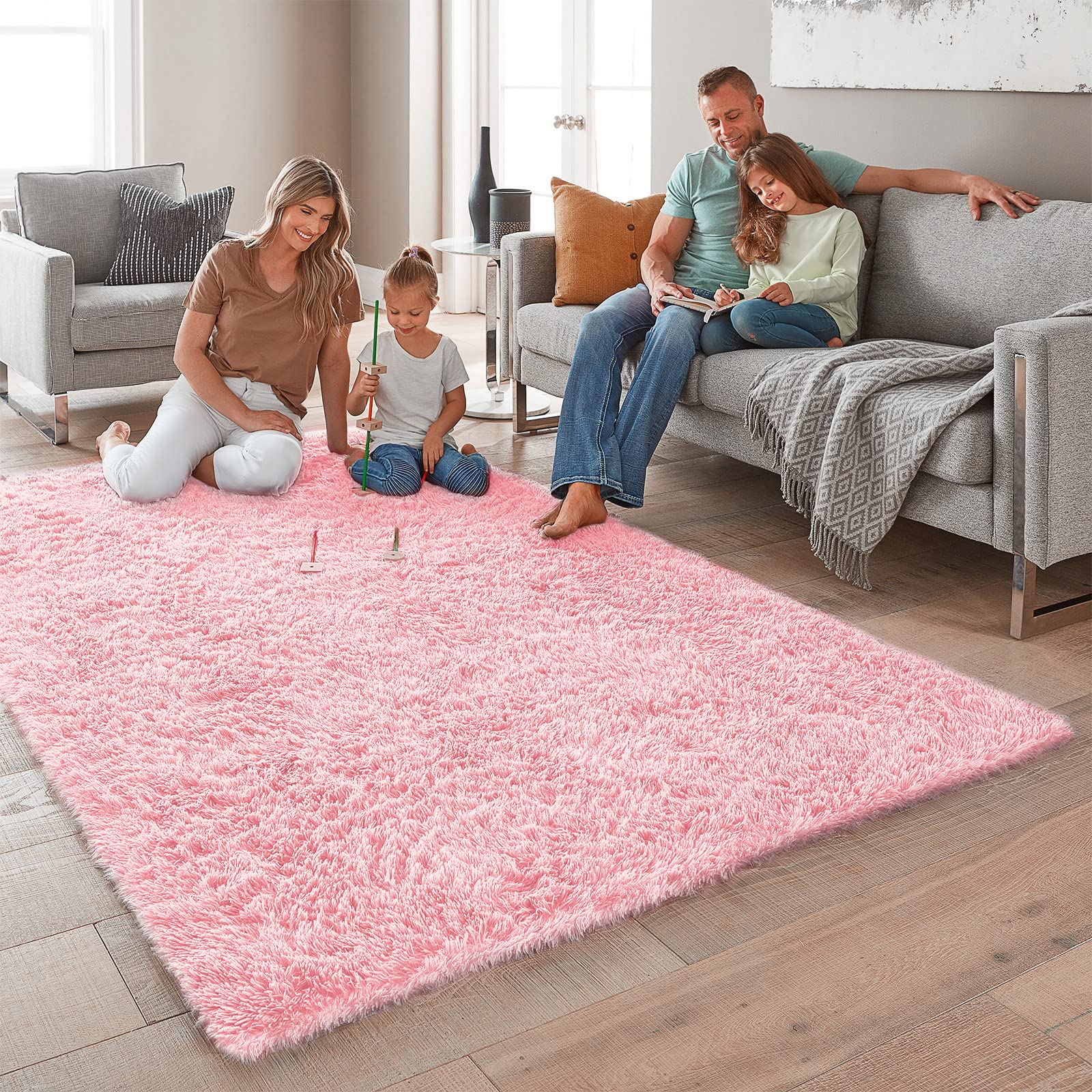 Amazon.com: Ophanie 6x9 Pale Pink Rug : Home & Kitchen